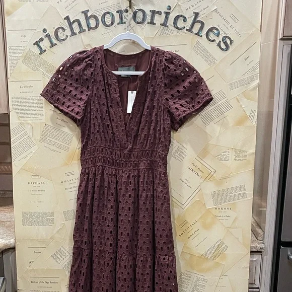 Anthropologie The Somerset Maxi Dress Eyelet Edition Tiered Smocked Waist - Picture 7 of 8